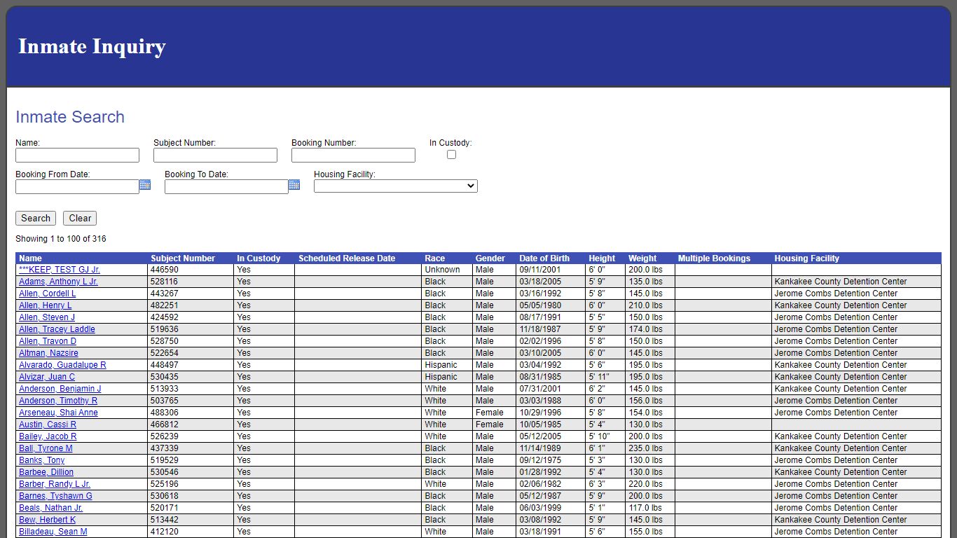 Inmate Search - k3cosheriff.com