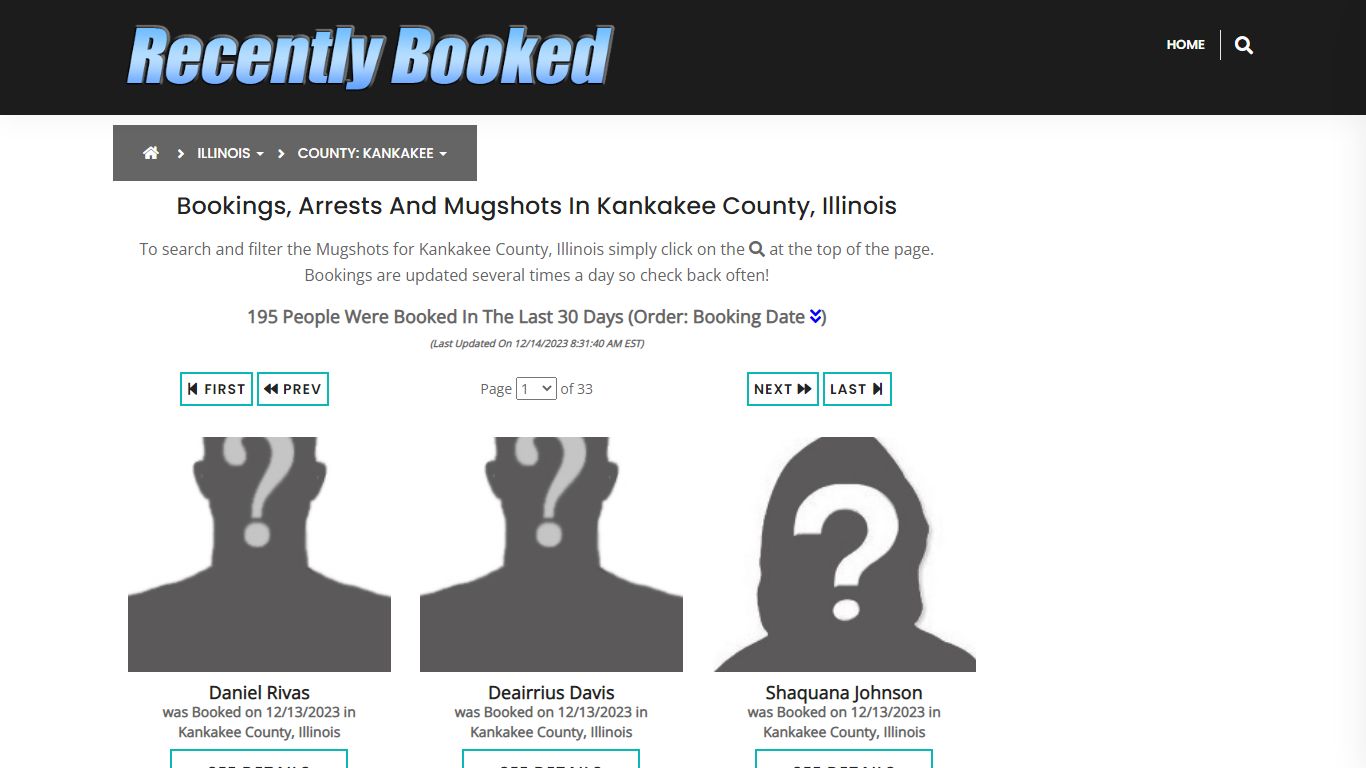 Bookings, Arrests and Mugshots in Kankakee County, Illinois
